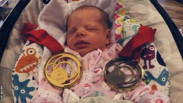 The baby daughter of England swimmer Adam Brown.