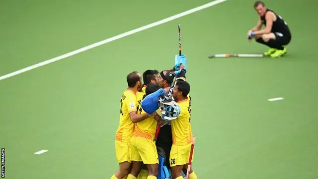 India goalkeeper Sreejesh Parattu Raveendran celebrates