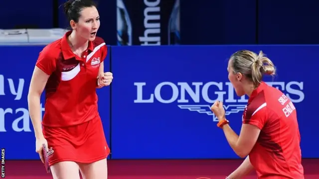 Joanna Drinkhall and Kelly Sibley of England