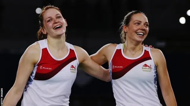 Lauren Smith and Gabrielle Adcock of England