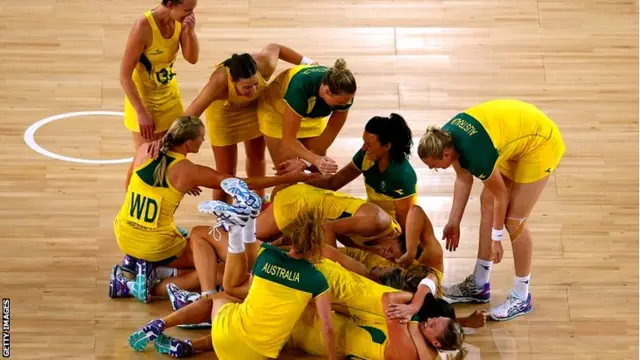 The Australian team celebrate