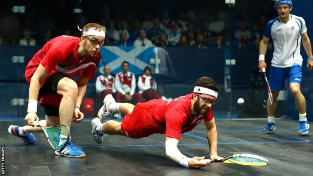 Daryl Selby and James Willstrop of England