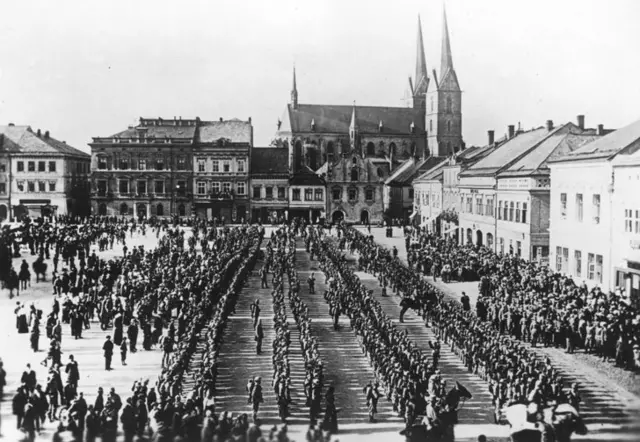 The Austrian army masses for war