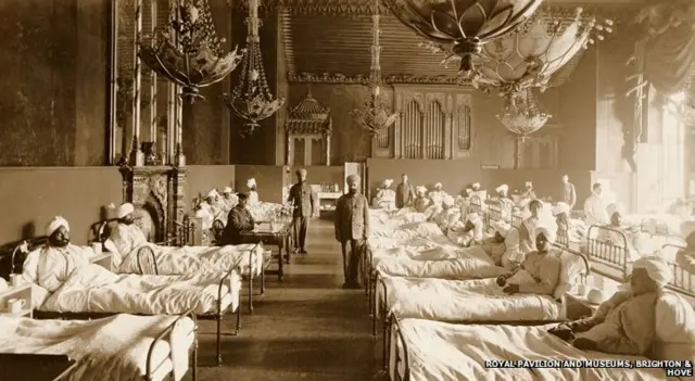 Indian soldiers recuperating in Ward 5 (the Music Room) inside the Royal Pavilion, Brighton