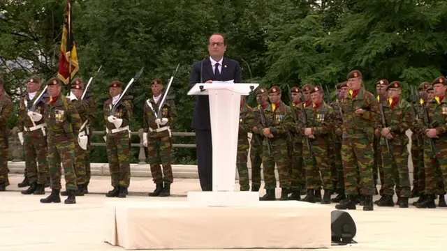 Francois Hollande speaking in Liege