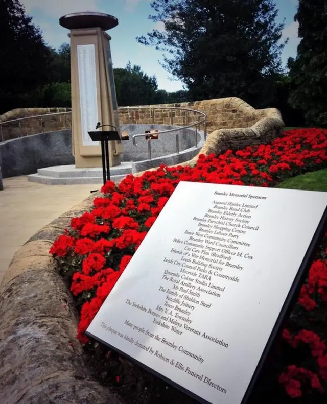 A new war memorial has been unveiled in Bramley Park, Leeds