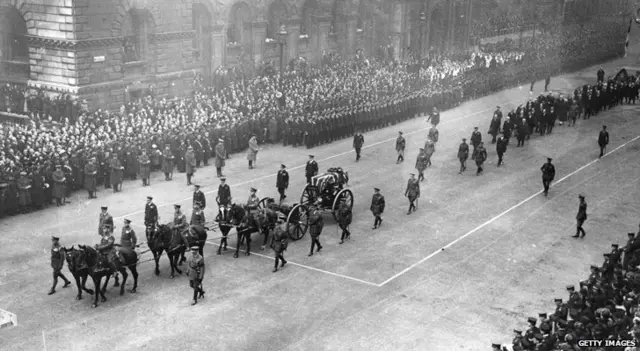 The Unknown Soldier arrives in London on 11 November 1920