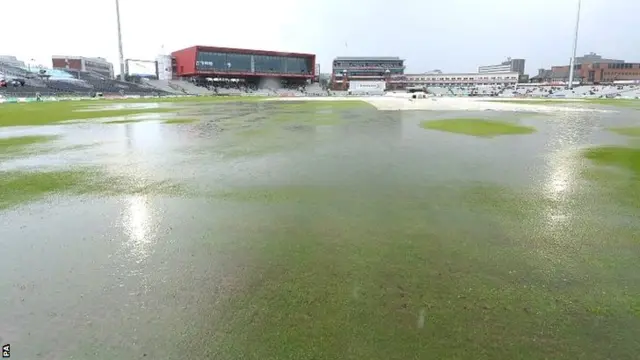 A saturated Old Trafford after Friday afternoon's rain