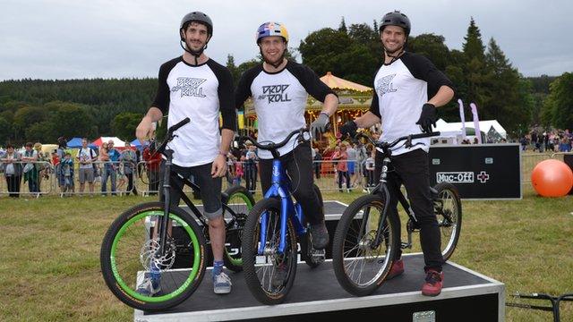 (Left to right) Ali Clarkson, Danny MacAskill and Duncan Shaw