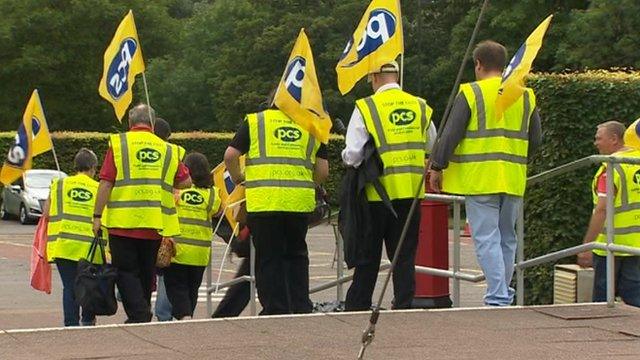 Union members walk out at the St Fagans museum