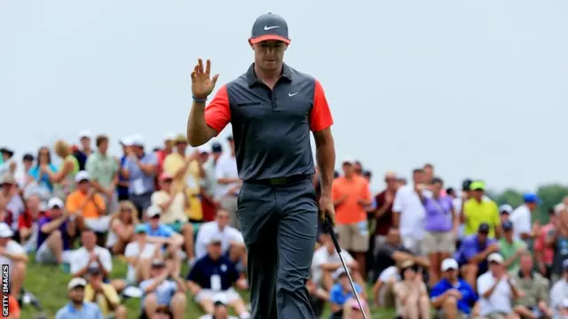 Rory McIlroy on the fourth green at Valhalla