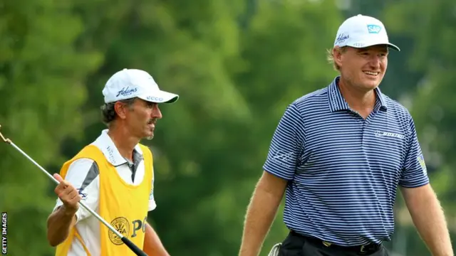 Ernie Els (right) and caddie Colin Byrne