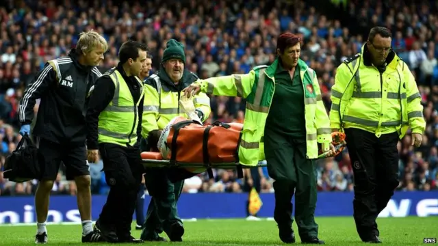 Neil Alexander injured at Ibrox