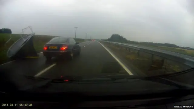 David Wright: Trampoline on A90 Northbound this morning just before Spurryhillock junction (image time stamped from dash-camera)