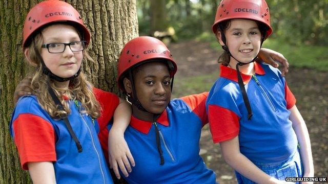 Girl Guides wearing the new uniform