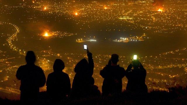 Kids watching celebrations with mobiles