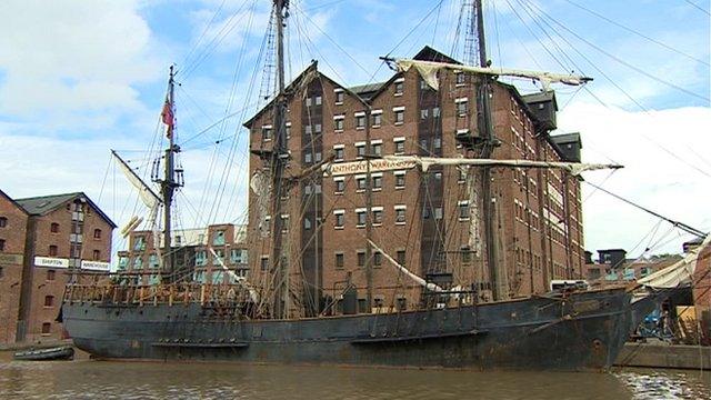 Tall ship at Gloucester Dock