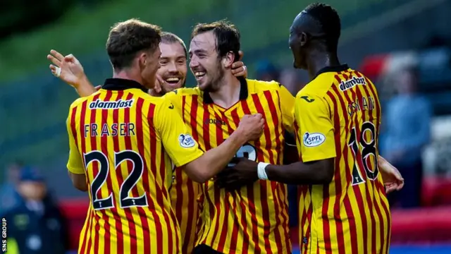 Partick Thistle celebrate Stuart Bannigan's opening goal