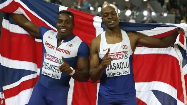 British sprinters celebrate their success