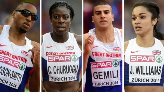 Matt Hudson-Smith, Christine Ohuruogu, Adam Gemili, Jodie Williams