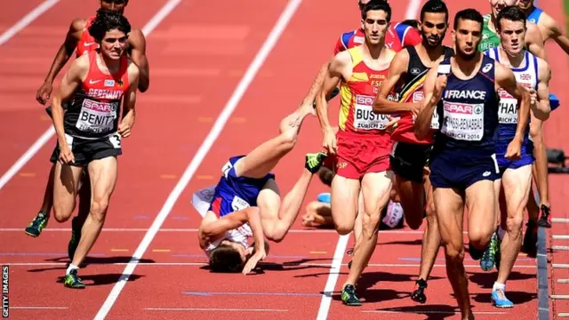 Great Britain's Charlie Grice falls