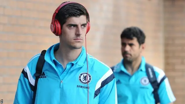 Thibaut Courtois arrives at Turf Moor