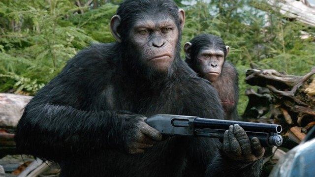 Andy Serkis as Caesar in a scene from the film "Dawn of the Planet of the Apes"