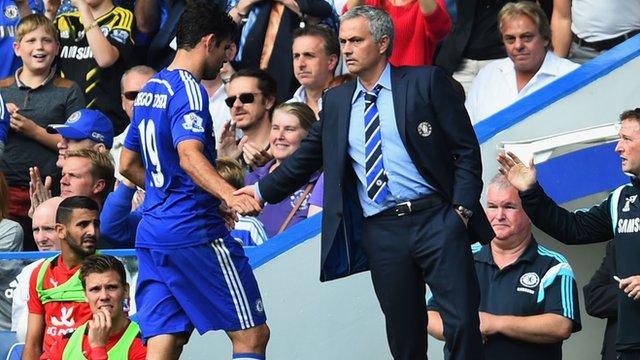 Chelsea manager Jose Mourinho with striker Diego Costa