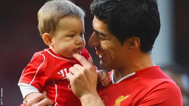 Luis Suarez with his son Benjamin