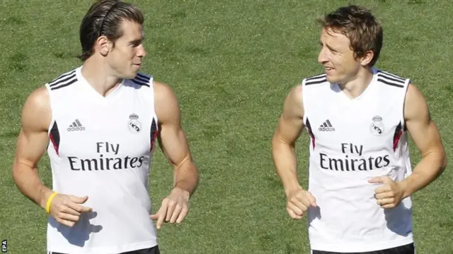 Real Madrid's Gareth Bale and Luka Modric