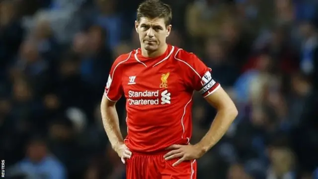 Steven Gerrard reacts