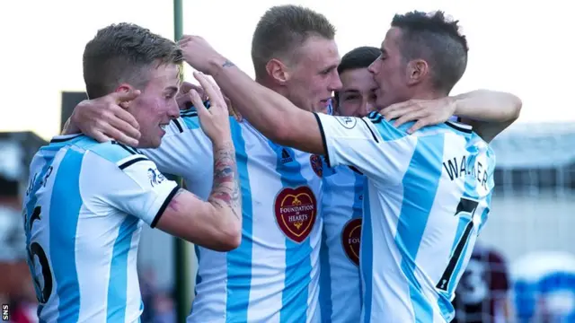 Hearts players celebrating