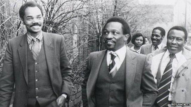 Prince Brown (left), Roy Hackett (right) and other campaigners in Bristol