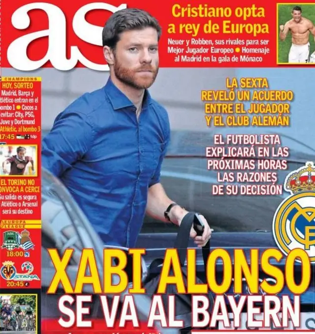 AS back page with Xabi Alonso on it