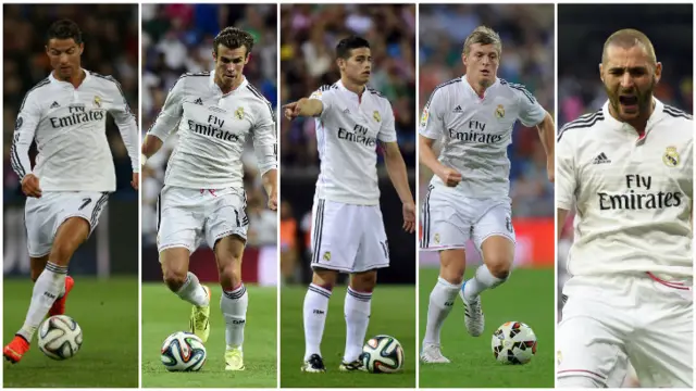 Cristiano Ronaldo, Gareth Bale, James Rodriguez, Toni Kroos and Karim Benzema