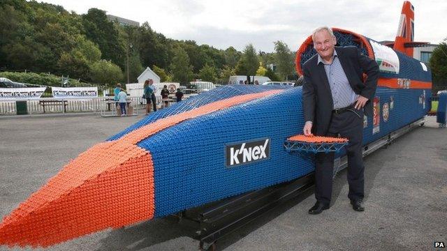 Bloodhound Project Director and former land speed record holder, Richard Noble with the model