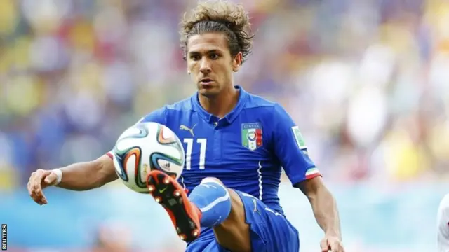 Italy's Alessio Cerci controls the ball