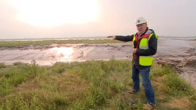 BBC reporter John Maguire at the Steart Peninsula