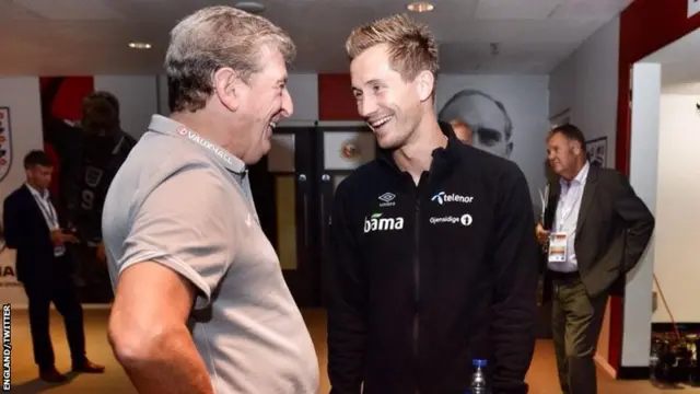 England coach Roy Hodgson (left) and former Norway player Morten Gamst Pedersen