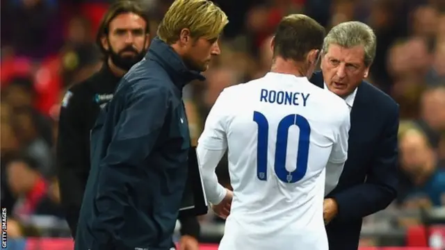 Wayne Rooney of England is substituted