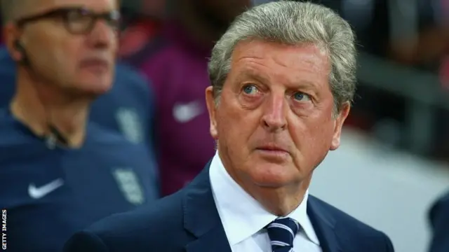 Roy Hodgson, manager of England looks on