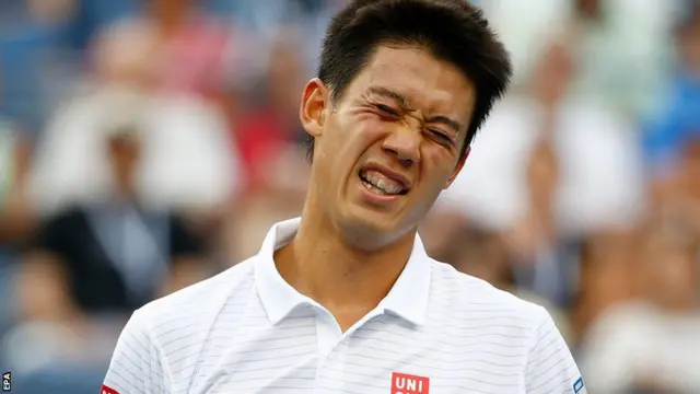 Kei Nishikori in the fourth set