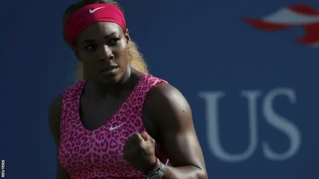 Serena Williams of the U.S. celebrates a point