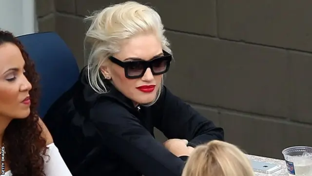 Singer Gwen Stefani looks on