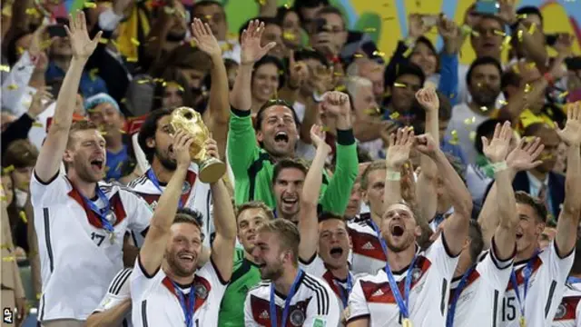 Germany players celebrate their World Cup final victory