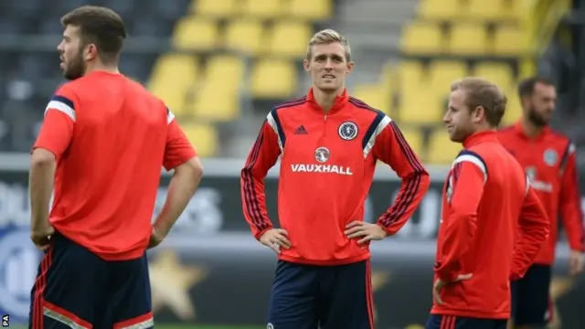 Scotland skipper Darren Fletcher (second left)