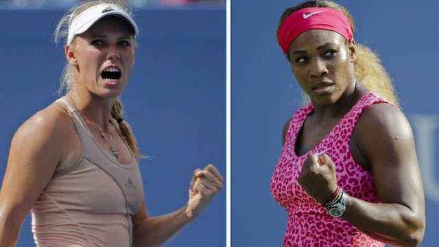 A side-by-side image of Caroline Wozniacki and Serena Williams