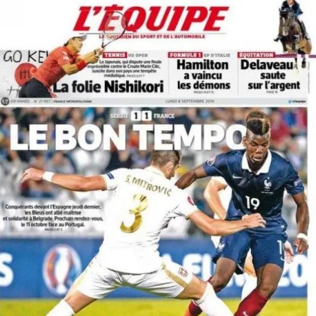 L'Equipe back page 8 September