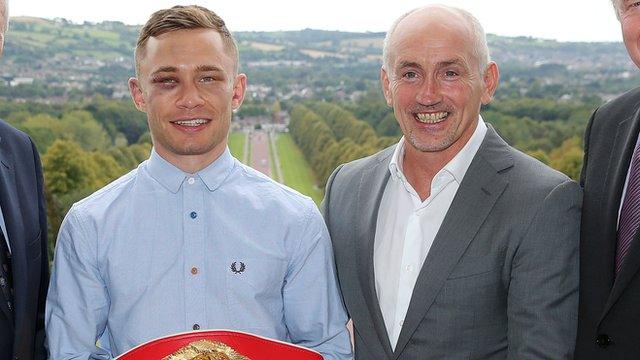 Carl Frampton and Barry McGuigan at a Stormont reception