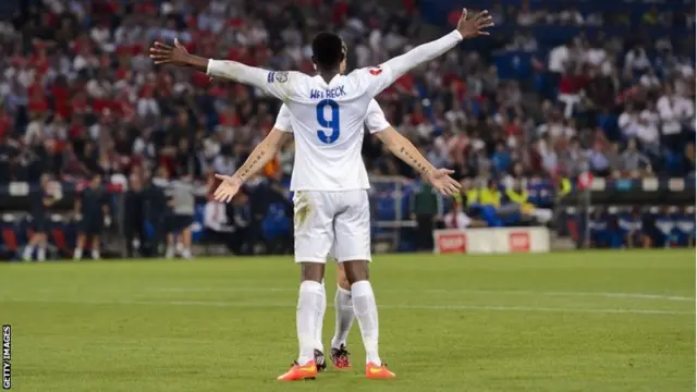 Danny Welbeck celebrates scoring